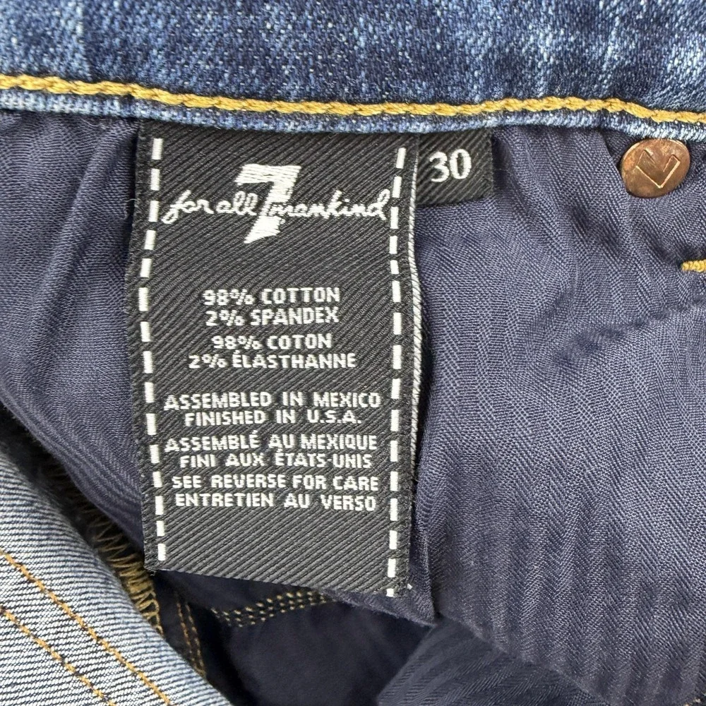 7 For All Mankind The Ankle Skinny Jeans Womens 30 Blue Distressed Stretch 30x27